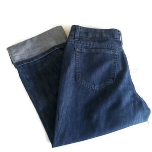 Merona Fit 1 Womens Cropped Crop Denim Blue Jeans Size 12R Rolled Cuff D…